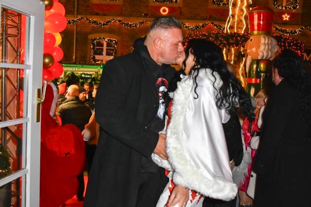 ABBkoeln Iris Klein Katzenberger and Stefan Braun Reality TV couple Christmas dress as guests at Katys X Mas Wonderland Christmas Party at Wolkenburg on 02 12 2025 in Cologne NRW Germany