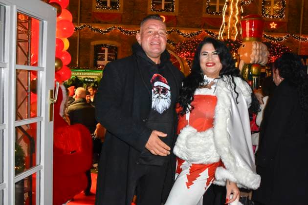 ABBkoeln Iris Klein Katzenberger and Stefan Braun Reality TV couple Christmas dress as guests at Katys X Mas Wonderland Christmas Party at Wolkenburg on 02 12 2025 in Cologne NRW Germany