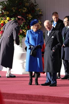 . 03 12 2025. Windsor, United Kingdom. King Charles III, Queen Camilla, Prince William and Kate Middleton, the Prince and Princess of Wales, welcome the President of Germany and his wife in Windsor, at the start of their three day State Visit to the United Kingdom.  xStephenxLockx xi-Imagesx IIM-26430-0003