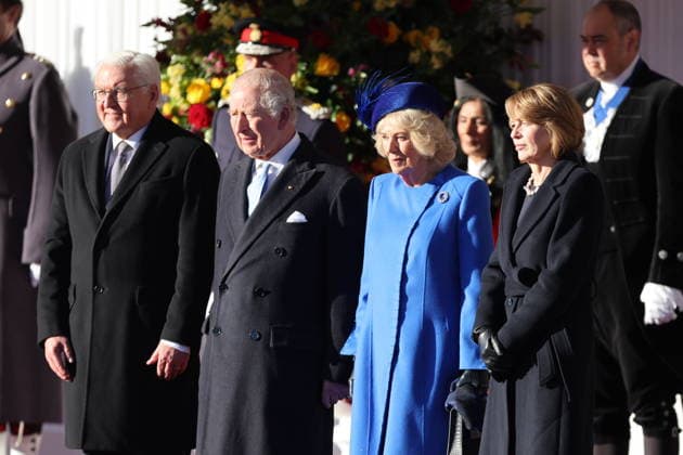 . 03 12 2025. Windsor, United Kingdom. King Charles III, Queen Camilla, Prince William and Kate Middleton, the Prince and Princess of Wales, welcome the President of Germany Frank-Walter Steinmeier and his wife Elke Büdenbender in Windsor, at the start of their three day State Visit to the United Kingdom.  xStephenxLockx xi-Imagesx IIM-26430-0044