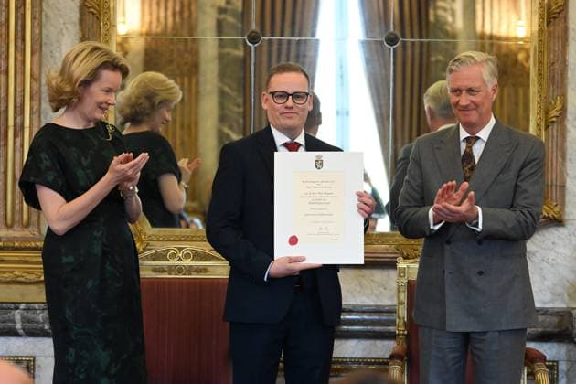 The King and Queen welcome the new Court Suppliers for the 2025 session BRUSSELS, BELGIUM - DECEMBER 3 : King Philippe and Queen Mathilde welcome the new Court Suppliers to the Royal Household for the 2025 session: The purveyors to the Royal Household are amongst others Miele Professional Manufacturer and supplier of professional washing, drying and dishwashing equipment Mollem proprietor: Mr Nico Baeyens.on December 03, 2025 in Brussels, Belgium, 03 12 2025 Brussels Belgium  Copyright: xBertxVanxDenxBrouckex