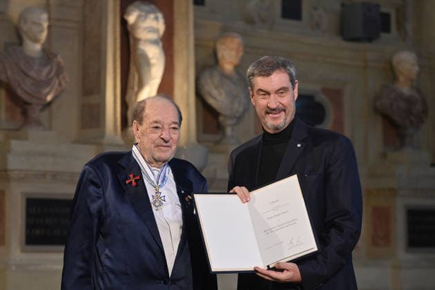 Ralph SIEGEL Composer , Markus SOEDER State Premier of Bavaria and CSU Chairman Award of the Bavarian Maximilian Order on 03 12 2025 in the Antiquariat of the Residence in Munich