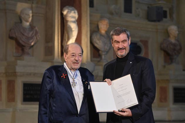 Ralph SIEGEL Composer , Markus SOEDER State Premier of Bavaria and CSU Chairman Award of the Bavarian Maximilian Order on 03 12 2025 in the Antiquariat of the Residence in Munich