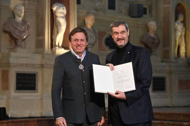Prof. Dr Dr h c Ulrich Walter former astronaut , Markus SOEDER State Premier of Bavaria and CSU Chairman Award of the Bavarian Maximilian Order on 03 12 2025 in the Antiquariat of the Residence in Munich
