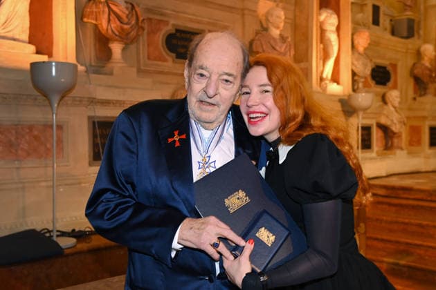 Ralph SIEGEL Composer with his wife Laura Presentation of the Bavarian Maximilian Order on 03 12 2025 in the Antiquariat of the Residenz in Munich