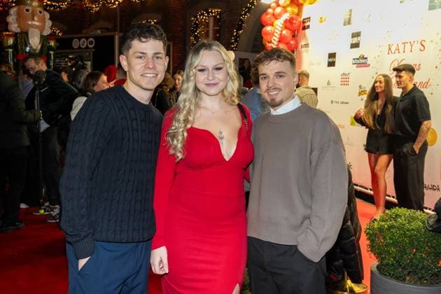 Katys X mas Wonderland 2025 Marco Strecker, Enrico Baake and Sarah Jane Wollny at Katys X mas Wonderland Event by Kate Merlan in the Wolkenburg Koeln on 02 12 2025 Koeln Wolkenburg Nordrhein Westfalen