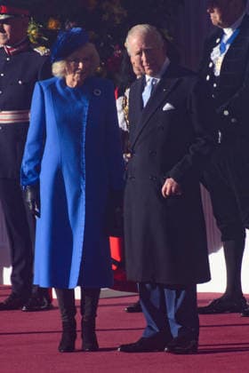 Ceremonial Welcome For State Visit of The President of Germany - Windsor, Windsor, UK - Wednesday 03 December 2025 King Charles III and Queen Camilla at the Ceremonial Welcome for the State Visit of The President of Germany Frank-Walter Steinmeier at Windsor in Windsor, England, UK on Wednesday 03 December, 2025., Credit:Justin Ng Avalon UK, England, Windsor, Windsor  Copyright: xJustinxNgx xAvalonx 1056228249