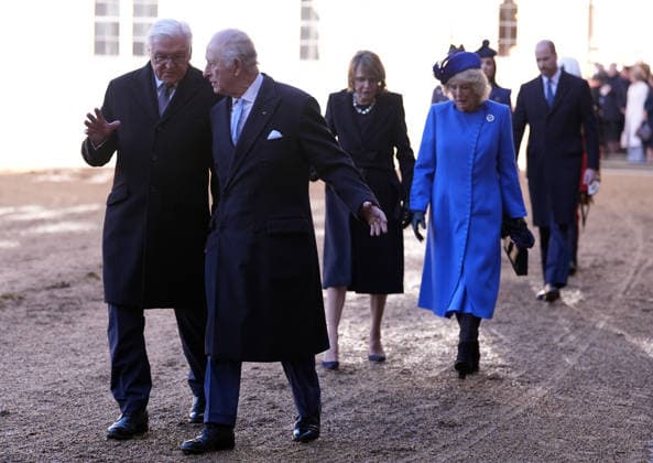 . 03 12 2025. Windsor, United Kingdom. King Charles III and Queen Camilla with the President of Germany and his wife at a ceremonial welcome at Windsor Castle on the first day of their State Visit to the United Kingdom.  xPicturexbyxxi-Imagesx xPoolx IIM-26430-0093