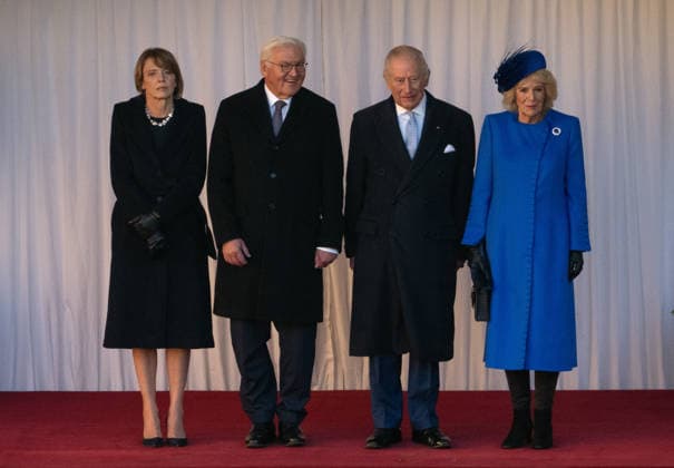 . 03 12 2025. Windsor, United Kingdom. King Charles III and Queen Camilla with the President of Germany and his wife at a ceremonial welcome at Windsor Castle on the first day of their State Visit to the United Kingdom.  xPicturexbyxxi-Imagesx xPoolx IIM-26430-0097