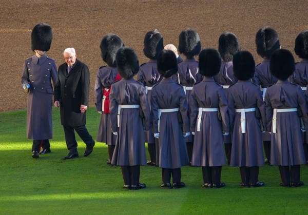 . 03 12 2025. Windsor, United Kingdom. King Charles III and Queen Camilla with the President of Germany and his wife at a ceremonial welcome at Windsor Castle on the first day of their State Visit to the United Kingdom.  xPicturexbyxxi-Imagesx xPoolx IIM-26430-0113