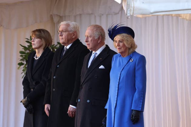 . 03 12 2025. Windsor, United Kingdom. King Charles III and Queen Camilla with the President of Germany and his wife at a ceremonial welcome at Windsor Castle on the first day of their State Visit to the United Kingdom.  xPicturexbyxxi-Imagesx xPoolx IIM-26430-0123