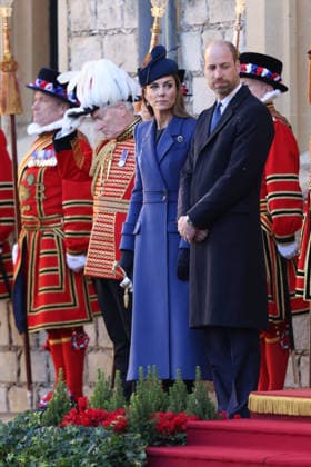 . 03 12 2025. Windsor, United Kingdom. Prince William and Kate Middleton, the Prince and Princess of wales, at a ceremonial welcome at Windsor Castle on the first day of the German State Visit to the United Kingdom.  xPicturexbyxxi-Imagesx xPoolx IIM-26430-0126