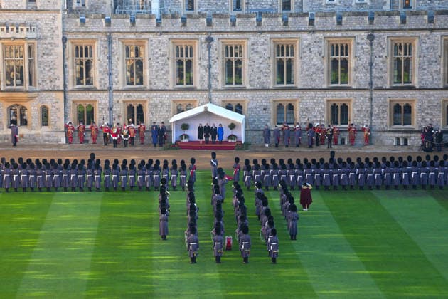 . 03 12 2025. Windsor, United Kingdom. King Charles III and Queen Camilla with the President of Germany and his wife at a ceremonial welcome at Windsor Castle on the first day of their State Visit to the United Kingdom.  xPicturexbyxxi-Imagesx xPoolx IIM-26430-0143