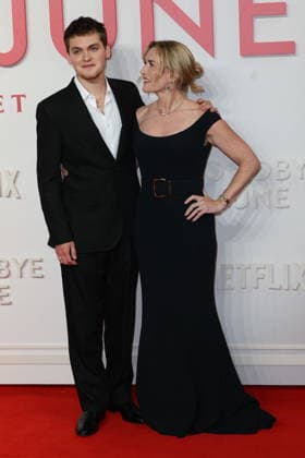 . 03 12 2025. London, United Kingdom. Kate Winslet and her son Joe Anders arriving at the Goodbye June world premiere in London.  xStephenxLockx xi-Imagesx IIM-26431-0011