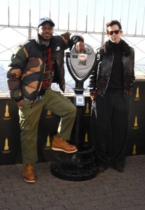 NEW YORK, NY - DECEMBER 3: Xavier X Jernigan and Mark Ronson lights the Empire State Building with Spotify on December 3, 2025 in New York City. Copyright: xMediaPunchx