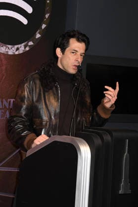 NEW YORK, NY - DECEMBER 3: Mark Ronson lights the Empire State Building with Spotify on December 3, 2025 in New York City. Copyright: xMediaPunchx