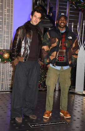 NEW YORK, NY - DECEMBER 3: Xavier X Jernigan and Mark Ronson lights the Empire State Building with Spotify on December 3, 2025 in New York City. Copyright: xMediaPunchx