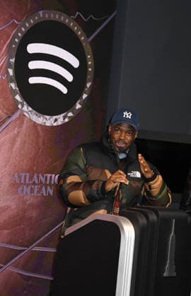 NEW YORK, NY - DECEMBER 3: Xavier X Jernigan pictured as Mark Ronson lights the Empire State Building with Spotify on December 3, 2025 in New York City. Copyright: xMediaPunchx