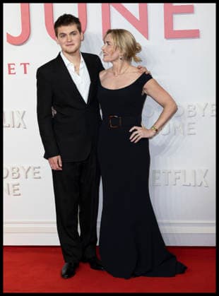 . 03 12 2025. London, United Kingdom. Kate Winslet and her son Joe Anders arriving at the Goodbye June world premiere in London.  xStephenxLockx xi-Imagesx IIM-26431-0022