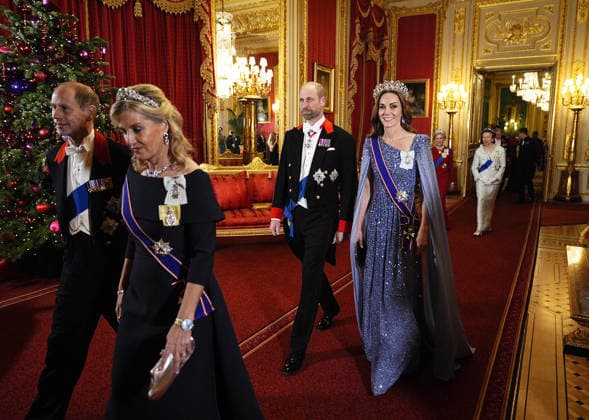The State Visit by the President of Germany The State Banquet for Frank-Walter Steinmeier, the President of the Federal Republic of Germany, and Ms. Elke Büdenbender at Windsor Castle, on the first day of their State Visit in Windsor, Berkshire, UK, on the 3rd December 2025. Picture by Aaron Chown WPA-Pool Windsor Windsor Castle Berkshire United Kingdom  WHA-0806