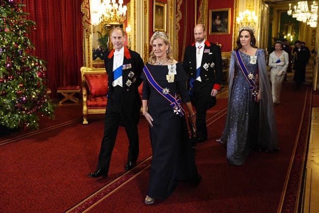 The State Visit by the President of Germany The State Banquet for Frank-Walter Steinmeier, the President of the Federal Republic of Germany, and Ms. Elke Büdenbender at Windsor Castle, on the first day of their State Visit in Windsor, Berkshire, UK, on the 3rd December 2025. Picture by Aaron Chown WPA-Pool Windsor Windsor Castle Berkshire United Kingdom  WHA-0806