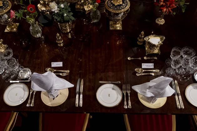 Frank-Walter Steinmeier s state visit to the UK EMBARGOED TO 2000 WEDNESDAY DECEMBER 3 The place setting for King Charles III and German President Frank-Walter Steinmeier in St George s Chamber during the state banquet for the German President Frank-Walter Steinmeier and his wife Elke Budenbender, at Windsor Castle, Berkshire, on day one on their state visit to the UK. Picture date: Wednesday December 3, 2025., Credit:Aaron Chown Avalon UK, Windsor  Copyright: xAaronxChownx xAvalonx 1056321630