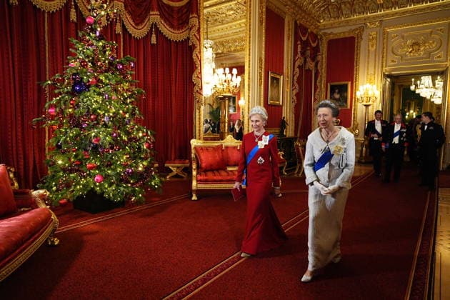 Frank-Walter Steinmeier s state visit to the UK The Duchess of Gloucester (left) and the Princess Royal ahead of the state banquet for the German President Frank-Walter Steinmeier and his wife Elke Budenbender, at Windsor Castle, Berkshire, on day one of their state visit to the UK. Picture date: Wednesday December 3, 2025., Credit:Aaron Chown Avalon UK, Windsor  Copyright: xAaronxChownx xAvalonx 1056321926