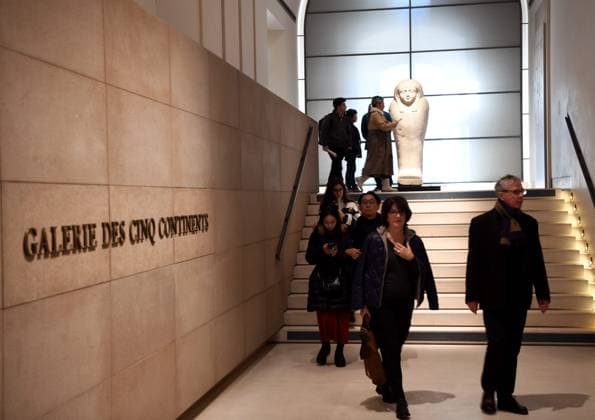 PARIS, FRANCE - DECEMBER 03: People walk at the entrance of the Gallery of the Five Continents in the Louvre Museum on December 3, 2025 in Paris, France. From December 3, the Gallery of the Five Continents opens to visitors at the Louvre Museum.  Copyright: xChinaxNewsxServicex 111607616333