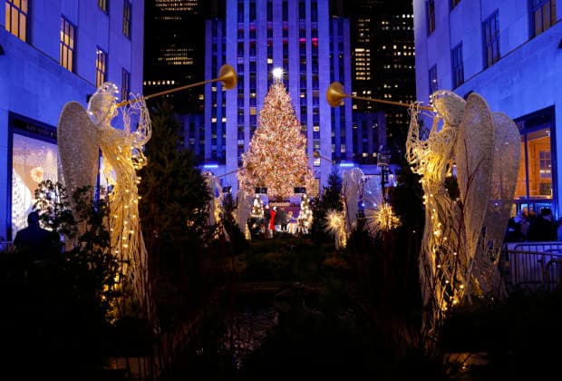 The Rockefeller Center Christmas Tree is lit for the first time of the season at the 93rd annual Rockefeller Center Christmas Tree lighting ceremony takes place in New York City on Wednesday, December 3, 2025. The 75-foot-tall Norway Spruce came from a home in East Greenbush, New York.  NYP20251203117 JOHNxANGELILLO