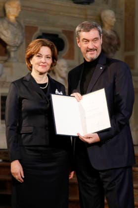 Martina Gedeck and Markus Söder at the award ceremony for the Bavarian Maximilian Order by the Minister President of the Free State of Bavaria in the Antiquarium of the Munich Residence Munich, 03 12 2025 Foto:xAgenturxWehnertx xGränzdörferx xFuturexImagex ordensverleihung_5204