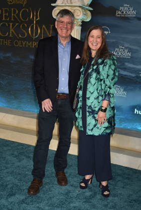 LOS ANGELES, CA - DECEMBER 3: Rick & Becky Riordan at the season 2 world premiere of Disney+ s Percy Jackson and the Olympians at Academy Museum of Motion Pictures on December 03, 2025 in Los Angeles, California. Copyright: xJeffreyxMayerx xMediaPunchx