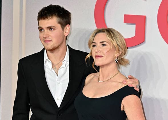 Joe Anders and Kate Winslet attends Goodbye June World Premiere at Curzon Mayfair in London, England. UK. Wednesday 3rd December 2025 Copyright: xJamesxWarrenx ae17p714