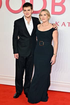 Joe Anders and Kate Winslet attends Goodbye June World Premiere at Curzon Mayfair in London, England. UK. Wednesday 3rd December 2025 Copyright: xJamesxWarrenx ae17p717
