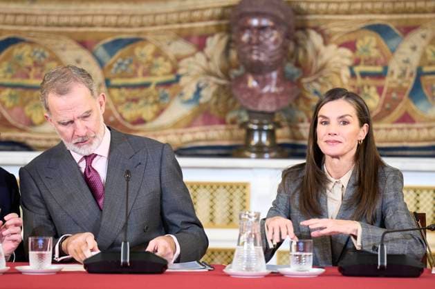 Spanish King Felipe VI and Queen Letizia during a meeting with members of Patronato Princess Girona Foundation in Madrid on Thursday, 4 December 2025. Cordon Press 