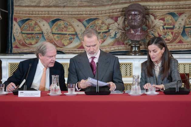 Spanish King Felipe VI and Queen Letizia during a meeting with members of Patronato Princess Girona Foundation in Madrid on Thursday, 4 December 2025. Cordon Press 