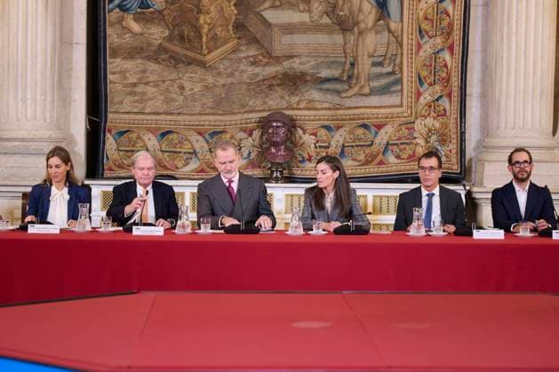 Spanish King Felipe VI and Queen Letizia during a meeting with members of Patronato Princess Girona Foundation in Madrid on Thursday, 4 December 2025. Cordon Press 