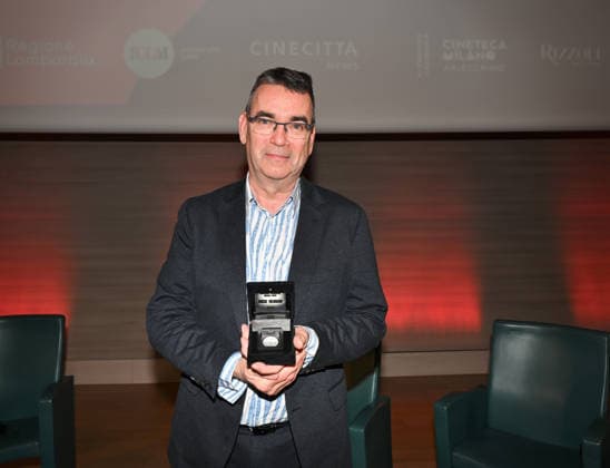Milan,Italy Mick Herron receives the Raymond Chandler Award at the Noir in Festival with masterclass at the IULM In the photo:Mick Herron Award Raymond Chandler at the Noir in Festival  Copyright: xNickxZonnax xipa-agency.netx xNickxZonnax IPA_Agency_IPA68737782