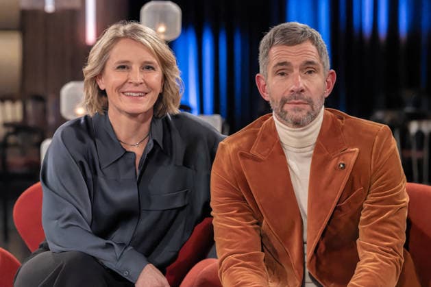 Kölner Treff on December 05, 2025 In the picture Susan Link and Micky Beisenherz after the recording They once again interviewed their guests in their own way with exciting results Cologne North Rhine-Westphalia Germany