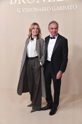 Rome, Cinecitta Studios Premiere of the Film Brunello Il Visionario Garbato , In the photo: Stefania Rocca Carlo Capasa  Copyright: xVincenzoxLandix xipa-agency.netx xVincenzoxLandix IPA_Agency_IPA68756781
