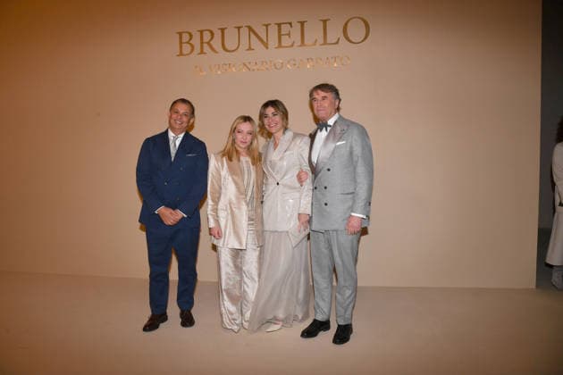 Rome, Cinecitta Studios Premiere of the Film Brunello The Gentle Visionary , In the photo: Brunello Cucinelli Giorgia Meloni Manuela Cacciamani  Copyright: xVincenzoxLandix xipa-agency.netx xVincenzoxLandix IPA_Agency_IPA68756937
