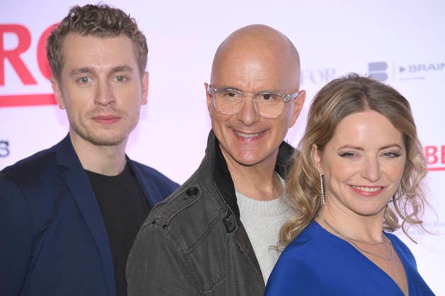 Laszlo Branko Breiding, Christoph Maria Herbst and Diana Staehly at the fan premiere of the movie Stromberg Again everything as usual at the Cinedom Cologne, 04 12 2025 Foto:xC.xAdolph xFuturexImagex stromberg_koeln_5210