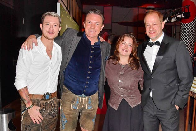 Max Weidner, Stefan Mross, Ronja Forcher and Tim Niedernolte at the 2 Kindeswohl Berlin Charity Gala 2025 at the Hotel Pullman Berlin Schweizerhof in Berlin 04 12 2025
