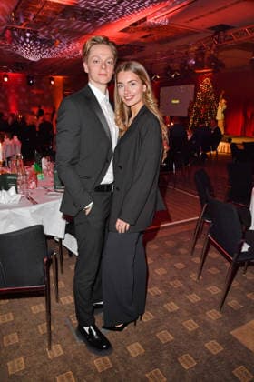 Jonas Monar with girlfriend Emilie Port at the 2 Kindeswohl Berlin Charity Gala 2025 at the Hotel Pullman Berlin Schweizerhof in Berlin 04 12 2025
