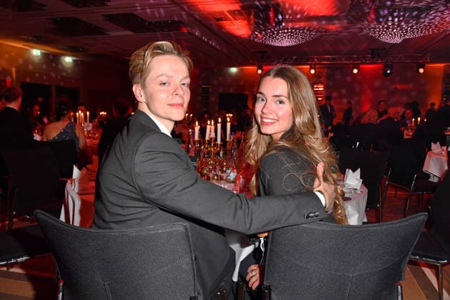 Jonas Monar with girlfriend Emilie Port at the 2 Kindeswohl Berlin Charity Gala 2025 at the Hotel Pullman Berlin Schweizerhof in Berlin 04 12 2025