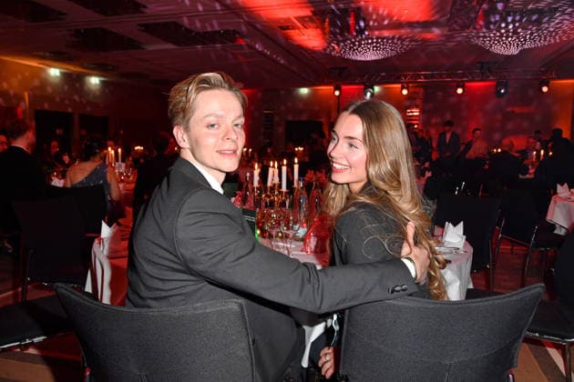 Jonas Monar with girlfriend Emilie Port at the 2 Kindeswohl Berlin Charity Gala 2025 at the Hotel Pullman Berlin Schweizerhof in Berlin 04 12 2025