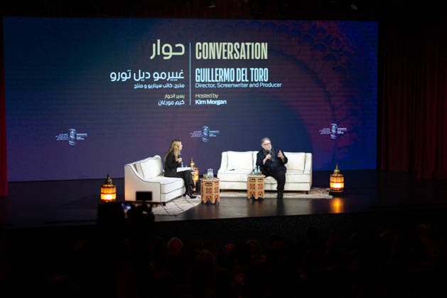 22nd Marrakech International Film Festival Day 7 nb Guillermo Del Toro with his wife Kim Morgan attends the Conversation With Guillermo Del Toro session during day 7 of the 22nd Marrakech International Film Festival on December 05, 2025 in Marrakech, Maroc. Photo by Nasser Berzane ABACAPRESS.COM Marrakech  Copyright: xBerzanexNasser ABACAx