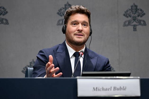 December 5, 2025, Vatican City, Rome, Vatican: Press conference for the Concert with the Poor. Pictured: Michael BublÃ Vatican City, Dec 5th, 2025 Vatican City Vatican  - ZUMAa289 20251205_zia_a289_129 Copyright: xMariaxLauraxAntonelli Agfx