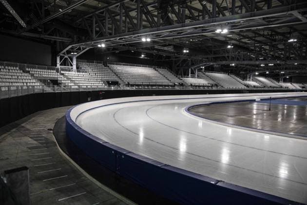 Milan, Rho Fiera, Preview visit of the Milano Rho Ice Skating Arena set up in pavilions 22 and 24. The facility will host the men s and women s speed skating rink for the Milan Cortina 2026 Winter Olympic Games.  Copyright: xFrancescoxEnriquezx xipa-agency.netx xFrancescoxEnriquezx IPA_Agency_IPA68780143