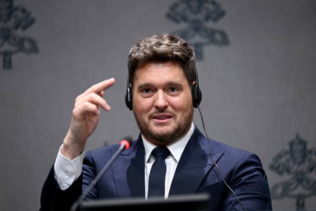 Press conference for the Concert with the Poor Press conference for the Concert with the Poor. Pictured: Michael BublÃ Vatican City, Dec 5th, 2025, Credit:Maria Laura Antonelli AGF Avalon Vatican, Vatican City  Copyright: xMariaxLauraxAntonelli AGFx xAvalonx 1056729074