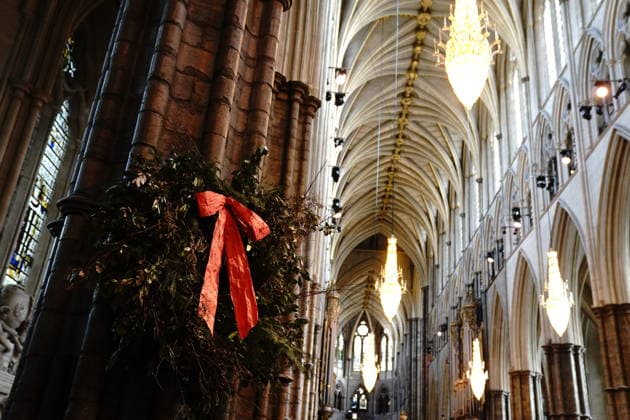 Together At Christmas carol service 2025 A view of of a wreath in the Abbey ahead of the Together At Christmas carol service at Westminster Abbey in London. Picture date: Friday December 5, 2025., Credit:Aaron Chown Avalon UK, London  Copyright: xAaronxChownx xAvalonx 1056771446